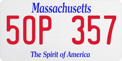 MA license plate 5OP357