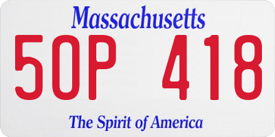 MA license plate 5OP418