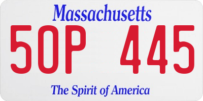 MA license plate 5OP445