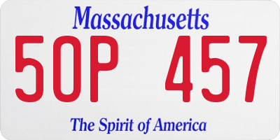 MA license plate 5OP457