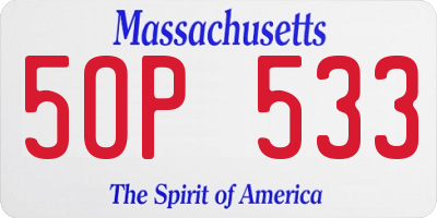 MA license plate 5OP533