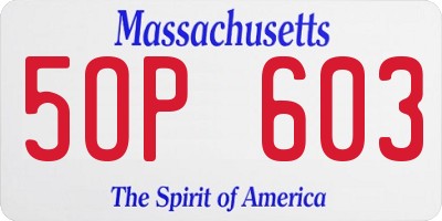 MA license plate 5OP603