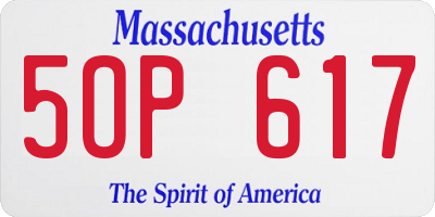 MA license plate 5OP617