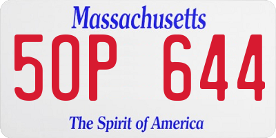 MA license plate 5OP644