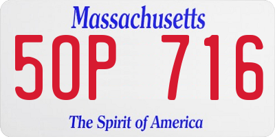 MA license plate 5OP716