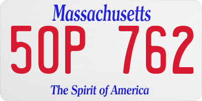 MA license plate 5OP762
