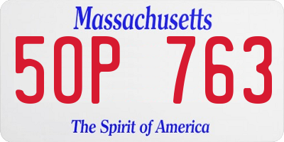 MA license plate 5OP763