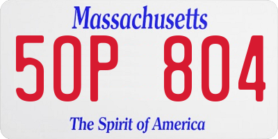 MA license plate 5OP804