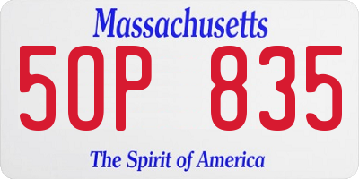 MA license plate 5OP835
