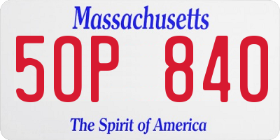 MA license plate 5OP840