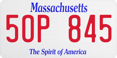 MA license plate 5OP845