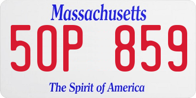 MA license plate 5OP859