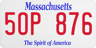 MA license plate 5OP876