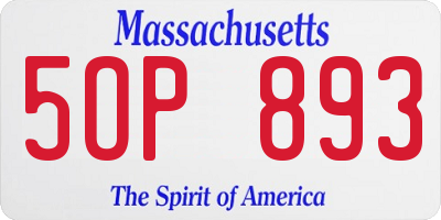MA license plate 5OP893