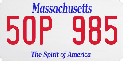 MA license plate 5OP985