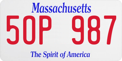 MA license plate 5OP987