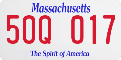 MA license plate 5OQ017