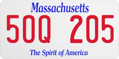 MA license plate 5OQ205