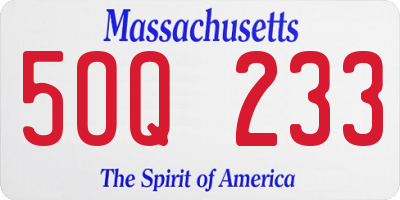 MA license plate 5OQ233