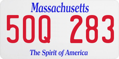 MA license plate 5OQ283