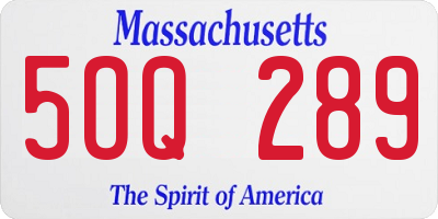 MA license plate 5OQ289