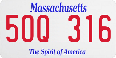 MA license plate 5OQ316