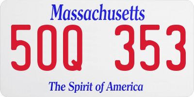 MA license plate 5OQ353