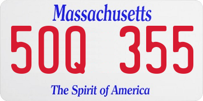 MA license plate 5OQ355
