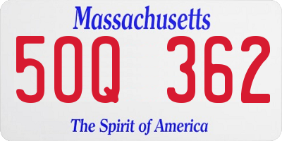 MA license plate 5OQ362