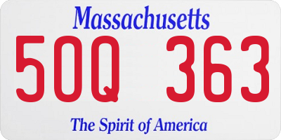 MA license plate 5OQ363