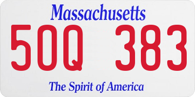 MA license plate 5OQ383