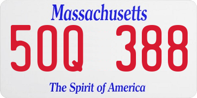 MA license plate 5OQ388