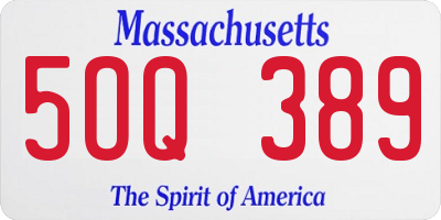 MA license plate 5OQ389