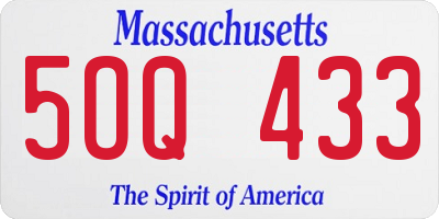 MA license plate 5OQ433