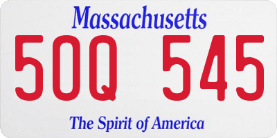 MA license plate 5OQ545