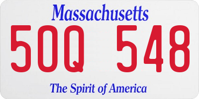 MA license plate 5OQ548