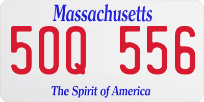 MA license plate 5OQ556