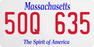 MA license plate 5OQ635
