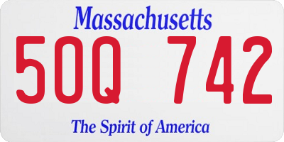 MA license plate 5OQ742