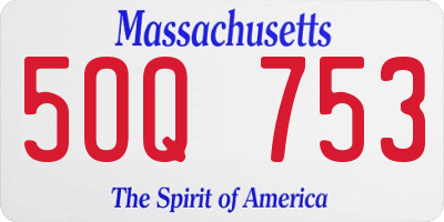 MA license plate 5OQ753