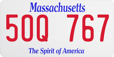 MA license plate 5OQ767