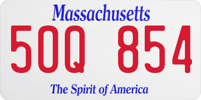 MA license plate 5OQ854