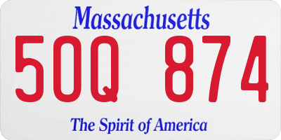 MA license plate 5OQ874
