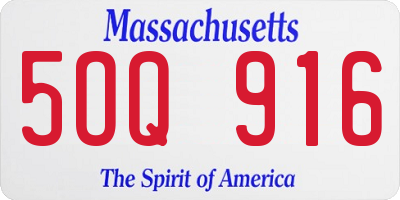 MA license plate 5OQ916