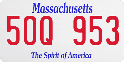 MA license plate 5OQ953