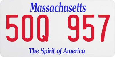 MA license plate 5OQ957