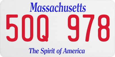 MA license plate 5OQ978