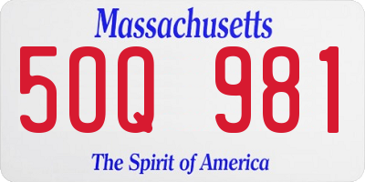 MA license plate 5OQ981