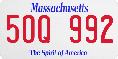 MA license plate 5OQ992