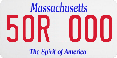 MA license plate 5OR000